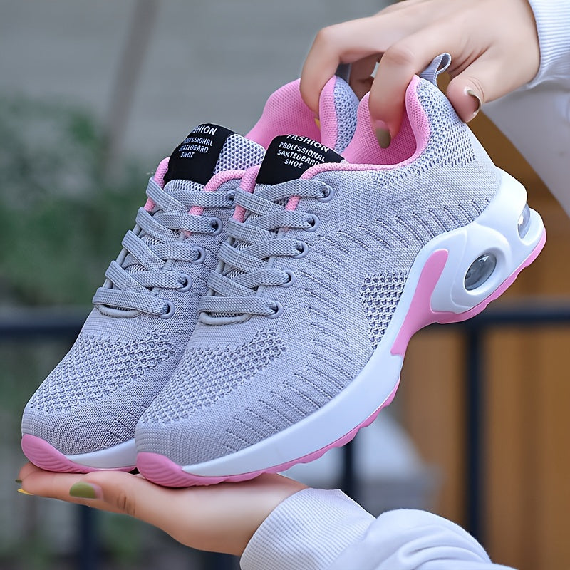 Women's Air Cushion Sports Shoes, Casual Low Top Running & Walking Trainers, Breathable Shock Absorbing Sneakers