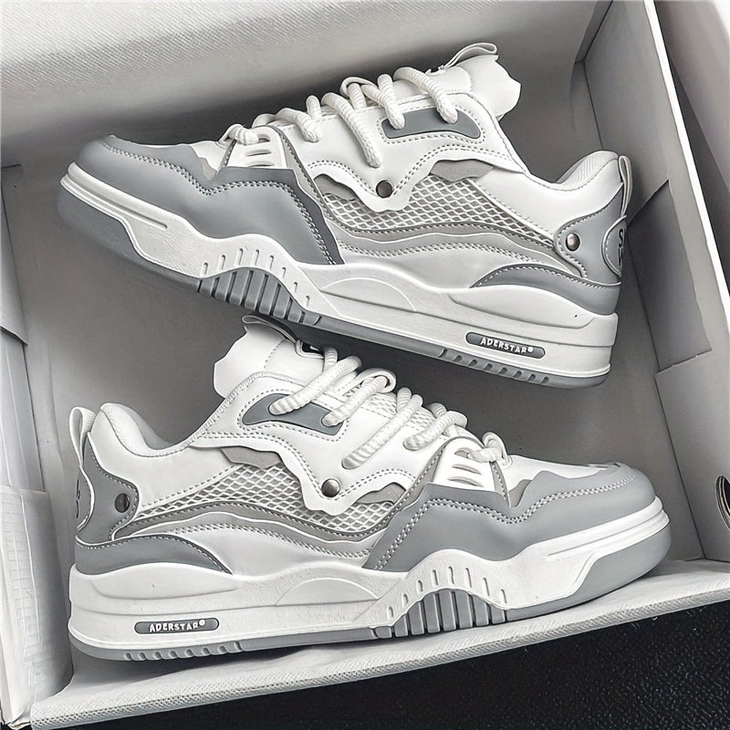 Men's Trendy Street Style Skate Shoes, Comfy Non Slip Lace Up Casual Sneakers For Men's Outdoor Activities