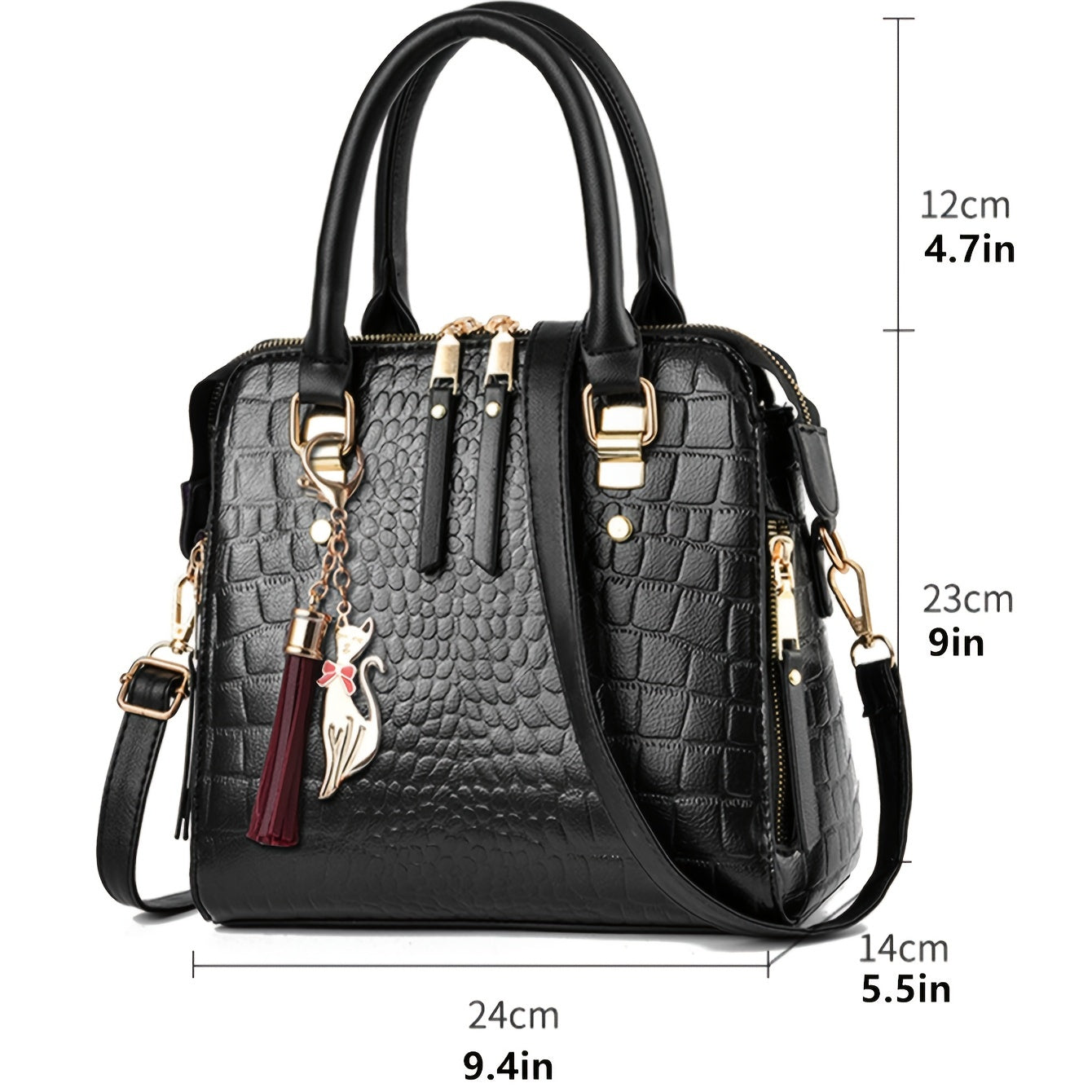 Vintage Crocodile Pattern Tote Bag, Luxury Top Handle Satchel, Women's Retro Handbag, Shoulder Bag, Crossbody Bag & Purse