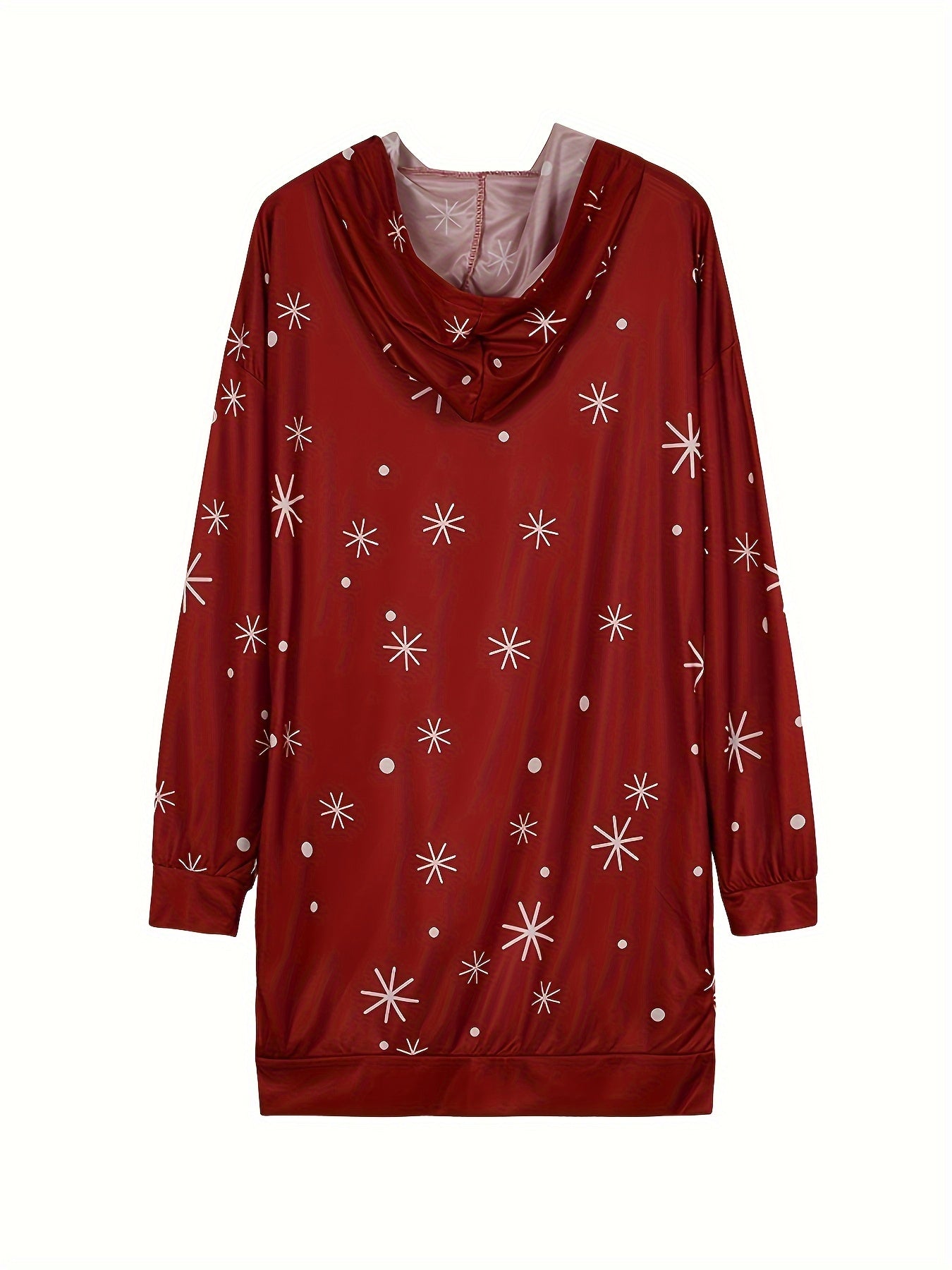 Christmas Santa Claus & Letter Print Dress, Casual Long Sleeve Hooded Above Knee Dress, Women's Clothing