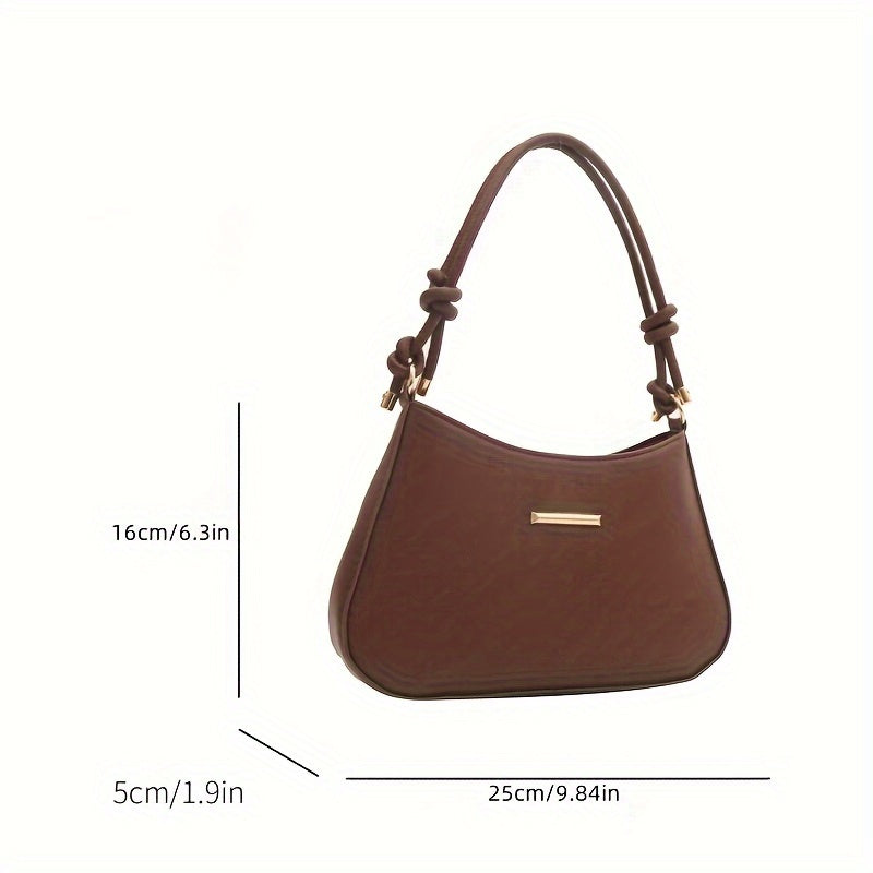 Elegant Minimalist Solid Color Shoulder Bag, With Zipper Closure For Women, Chic Underarm Purse And Wallet