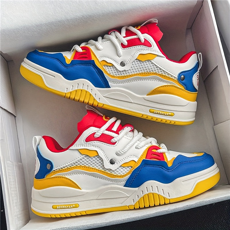 Men's Trendy Street Style Skate Shoes, Comfy Non Slip Lace Up Casual Sneakers For Men's Outdoor Activities