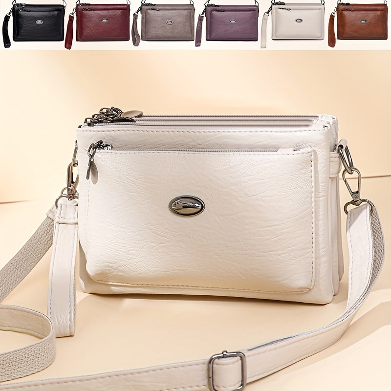 Soft Faux Leather Crossbody Bag, Retro Wristlet Handbag, Fashion Clutch Purse For Women