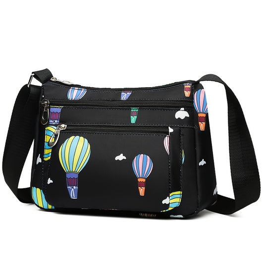 Balloon Pattern Crossbody Bag, Oxford Cloth Purses, Fashion Multi Pockets Shoulder Bag