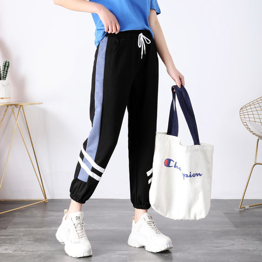 Sports pants female 2019 spring and autumn new ULZZANG Korean version of the loose student casual harem pants 019