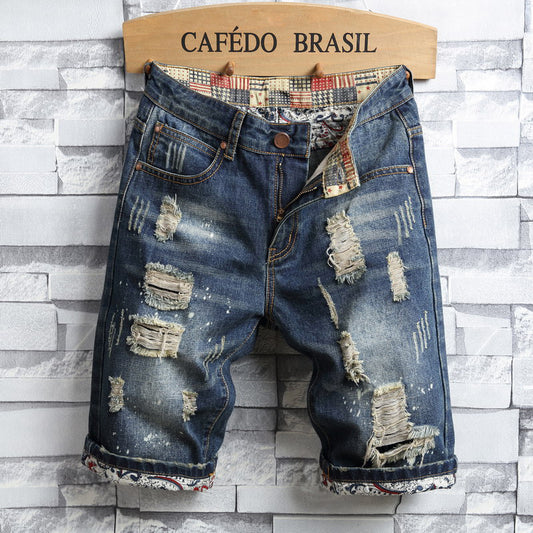 2019 foreign trade big broken cave, jeans men, old retro short pants, single export men's shorts manufacturers