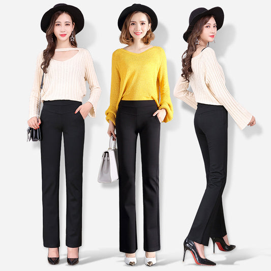 2021 autumn and winter new straight pants female Korean version of high waist slim casual pants black thin section vertical trousers wholesale