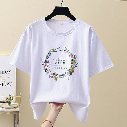 Women's t-shirt short sleeve 2021 summer new Korean version of the round neck pullover cotton clothes women's body shirts