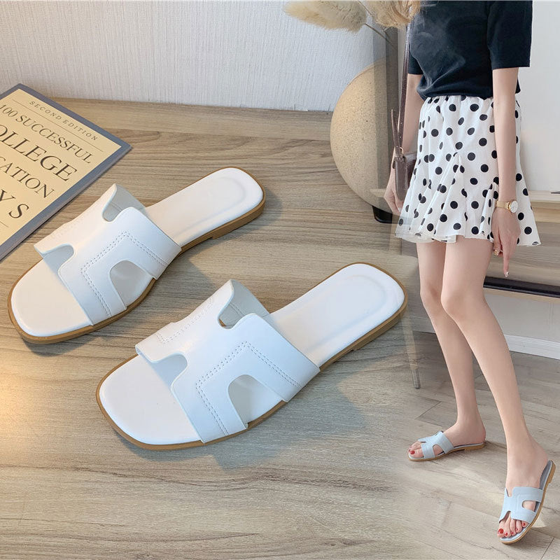 Slippers female summer fashion wear 2019 new Korean version of the red sand beach slippers word drag, thaw