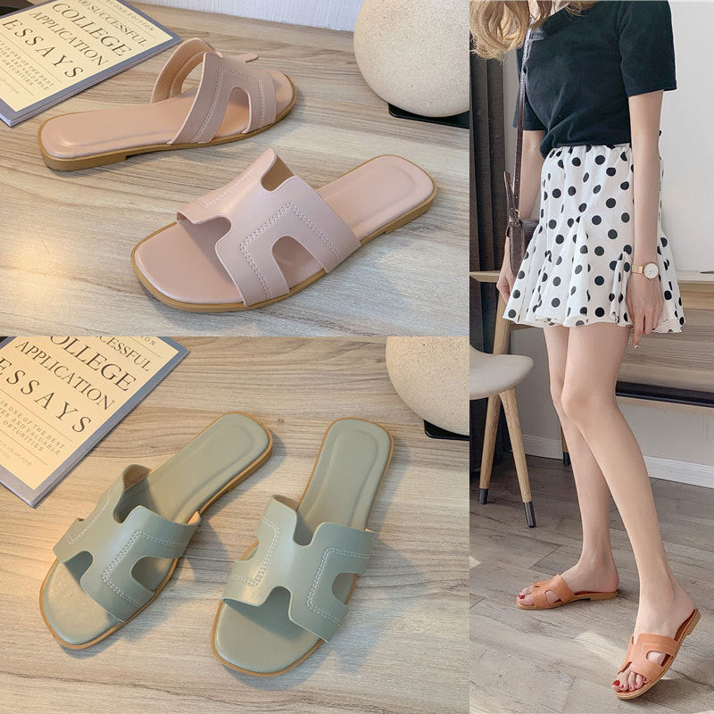 Slippers female summer fashion wear 2019 new Korean version of the red sand beach slippers word drag, thaw