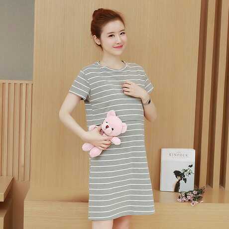 Maternity pregnant women breastfeeding dress spring autumn pregnant women dress striped pregnant women feeding breastfeeding dress