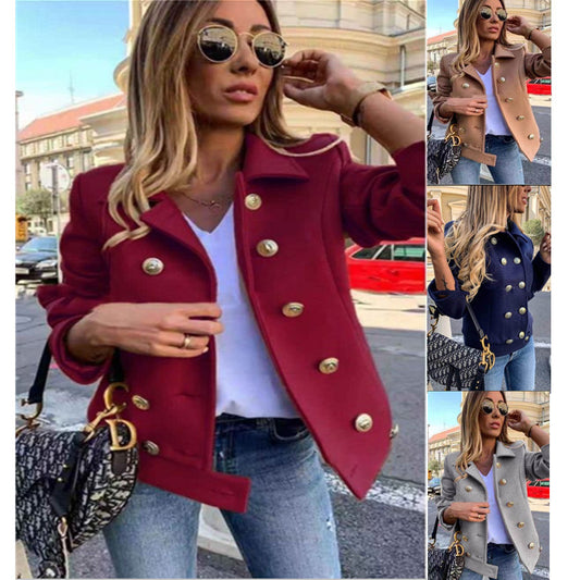 2019 Amazon Seller Wish Explosion models autumn and winter repair length sleeve double buckle suit leader small coat