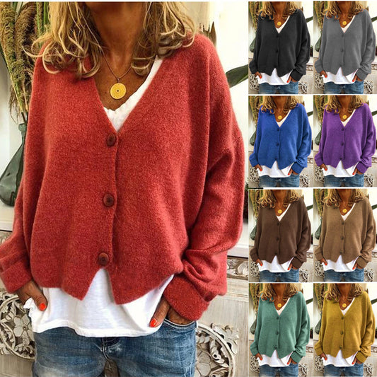 2020 Europe and America Cross-border Women's EBAY Amazon Wish Autumn and Winter Explosive Casual Loose Sweater Knitting Cardigan