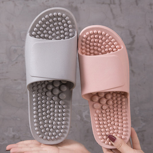 Massage slippers female summer acupoints foot treatment shoes indoor home soft bottom bathroom non-slip four seasons bath plastic men