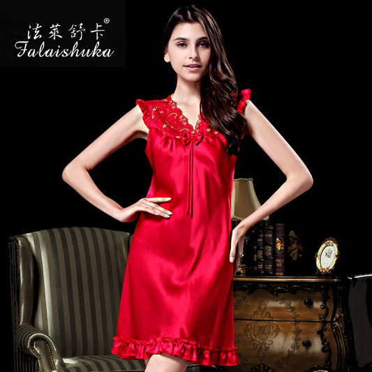 High-end ladies silk nightdress high quality natural mulberry silk skin skin silk S289