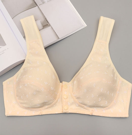 Middle-aged and elderly bra thin mom underwear front open front buckle vest type large size no underwired no sponge bra wholesale