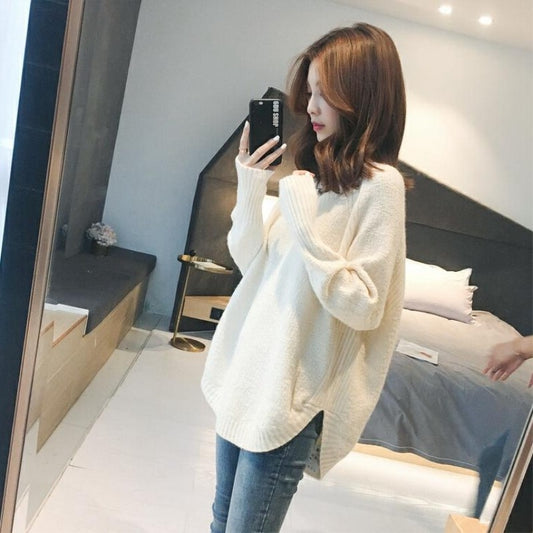 Clothing female 2021 new spring sweater sweater loose bottom fashion women's long section tops