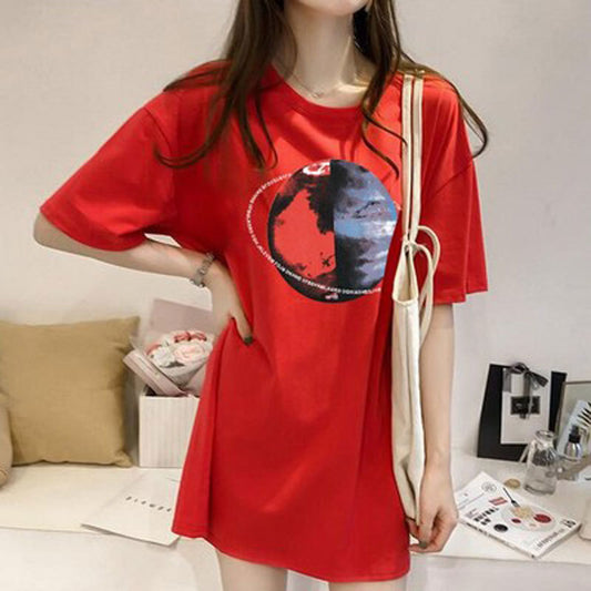 Good quality combed cotton bottoming shirt female 2021 new long dress wide size casual women's T-shirt female