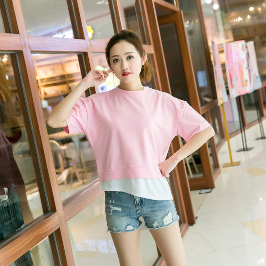 2020 summer new Korean version of the short-sleeved round neck T-shirt casual student female summer short-sleeved T-shirt female 306