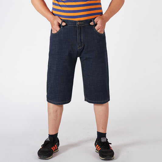 2020 summer plus fertilizer XL Korean version of the small straight large size black breathable simple denim short pants