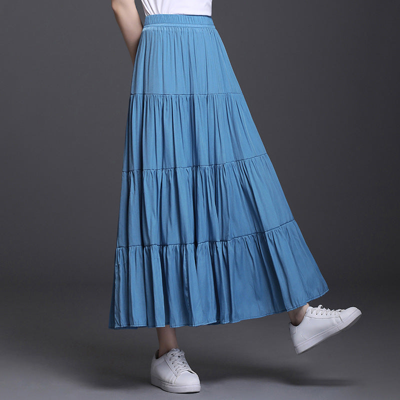 Half-length skirt 2021 new summer women's cake skirt Korean version of the fashion high waist splicing half skirt one generation