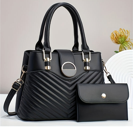 2pcs/set Fashion Top Handle Satchel, Elegant Crossbody Bag, Women's Casual Handbag, Shoulder Bag & Purse