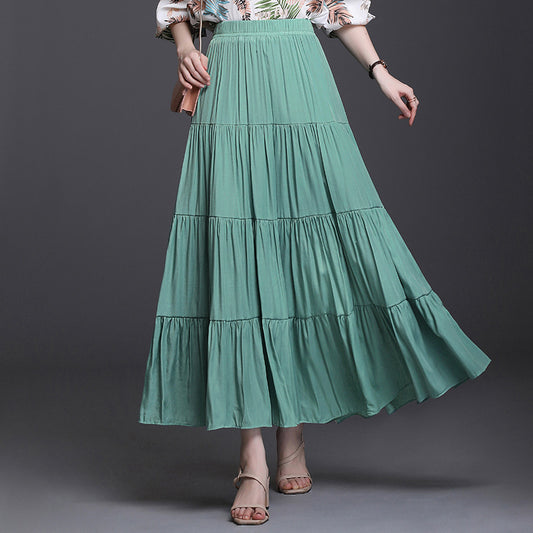 Half-length skirt 2021 new summer women's cake skirt Korean version of the fashion high waist splicing half skirt one generation