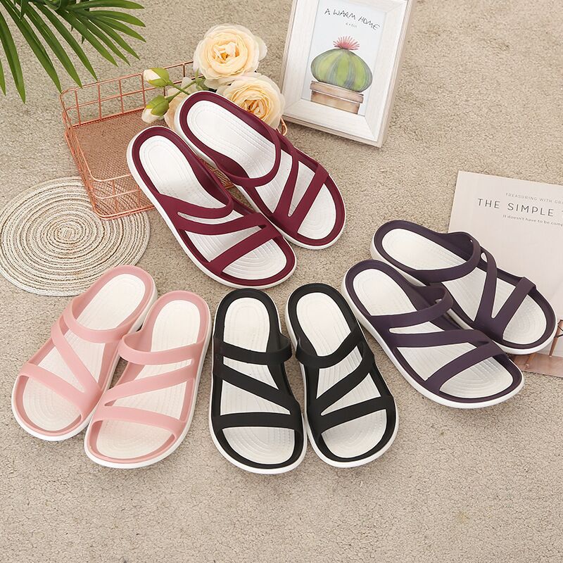 Summer cross-border new flat bottom cold slippers seaside beach shoes Korean version flat casual women's slippers