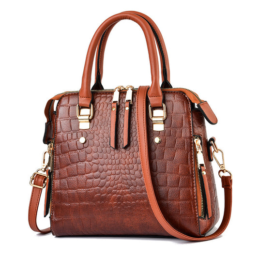 Retro Crocodile Pattern Crossbody Bag, Classic Shoulder Bag, PU Leather Bag For Work