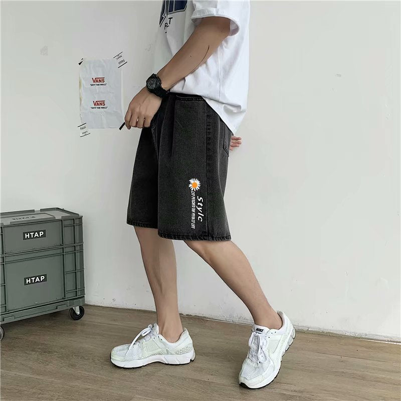 Summer thin denim short pants men's Korean version of the trend casual wild loose summer tide brand INS five-point shorts