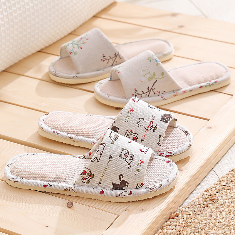 New bubble bottom linen slippers female home summer spring and autumn seastern Japanese wooden floor anti-slip cotton linen slippers male