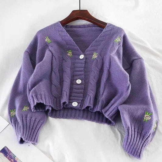 Small clear new sweater cardigan women 2021 early autumn thin section lazy small child fashion sweater top