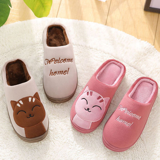 Winter cartoon couple slippers home shoes women's warm cotton slippers cute animal indoor thickening wholesale