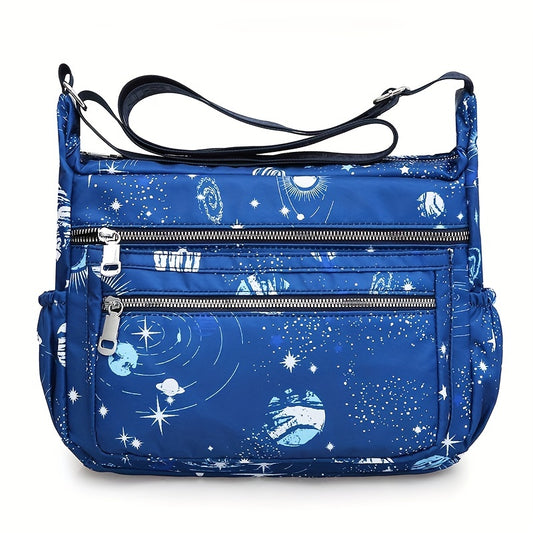 Simple Pattern Hobo Zipper Bag, Nylon Crossbody Bag, Women's Shoulder Bag For Travel