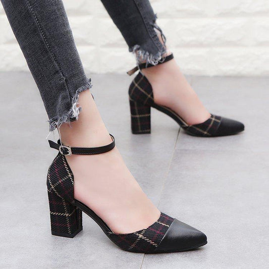 New Lattice Stiletto Buckle Heels