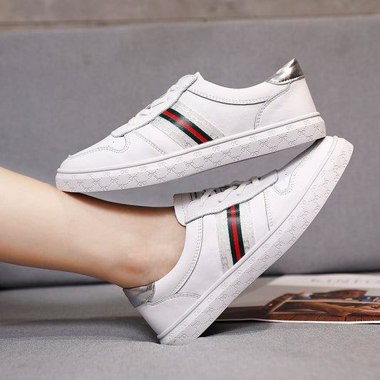 Broken code clearance leather white shoes women's shoes student running flat shoes casual white shoes