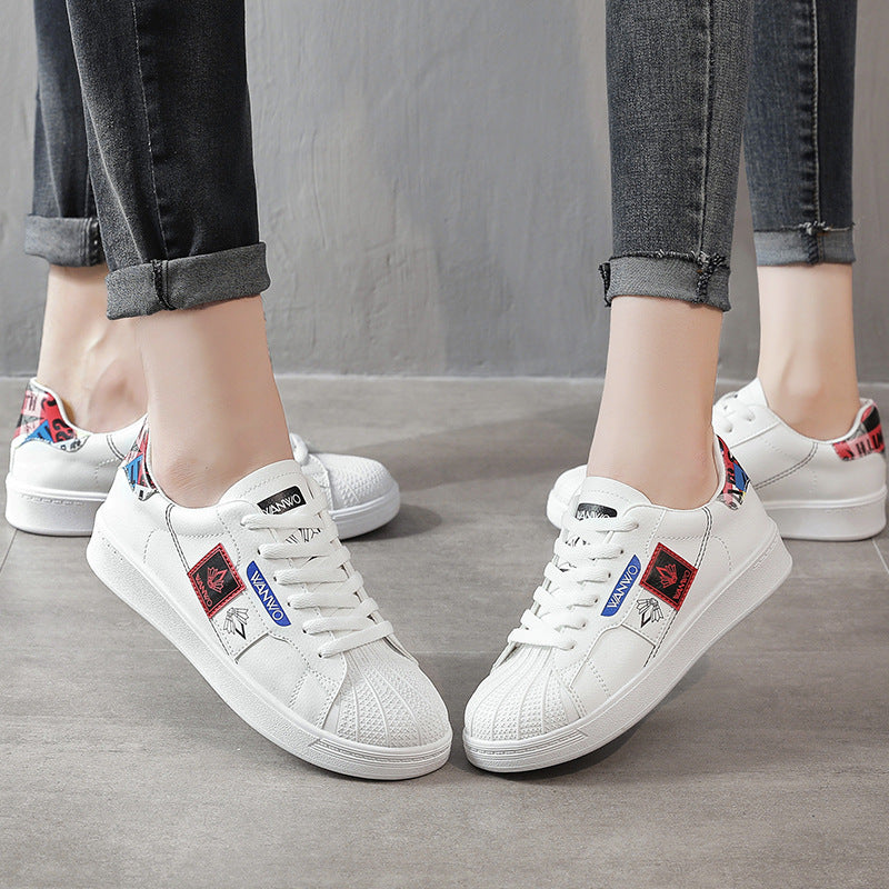 16222 Spring and Autumn New Male and Women's Frontier White Shoes 2021 Korean Shell Friends Spa Shoes Pop Tide Shoes