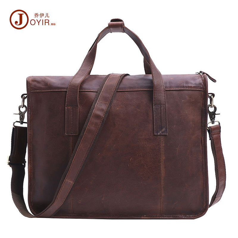 New men's briefcase leather business casual handbag male travel business trip travel computer bag leather