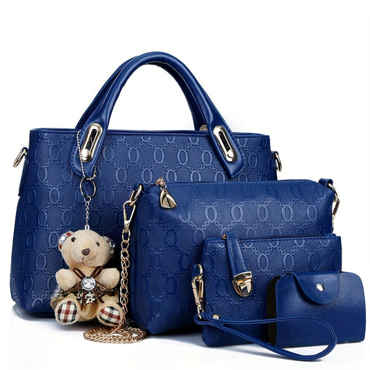 Set Di 4 Pezzi, Nuova Borsa A Mano, Pacchetto A Tracolla, Borsa Cosmetica In Pelle PU