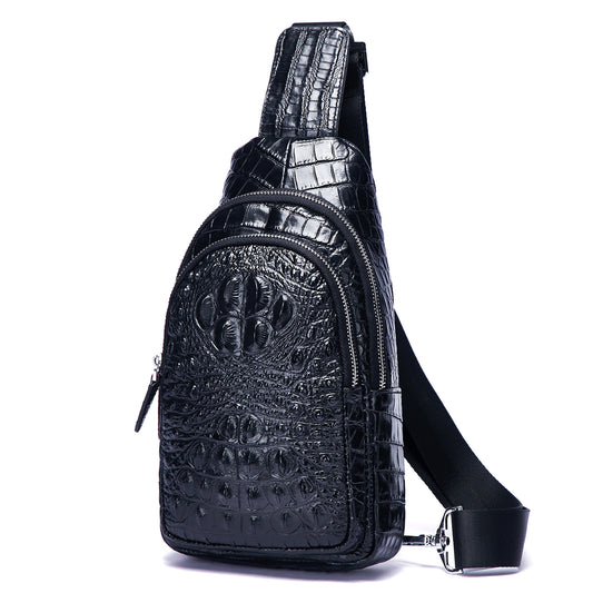 MVA crocodile men's leather chest bag retro leather shoulder diagonal backpack business leisure chest bag male wholesale