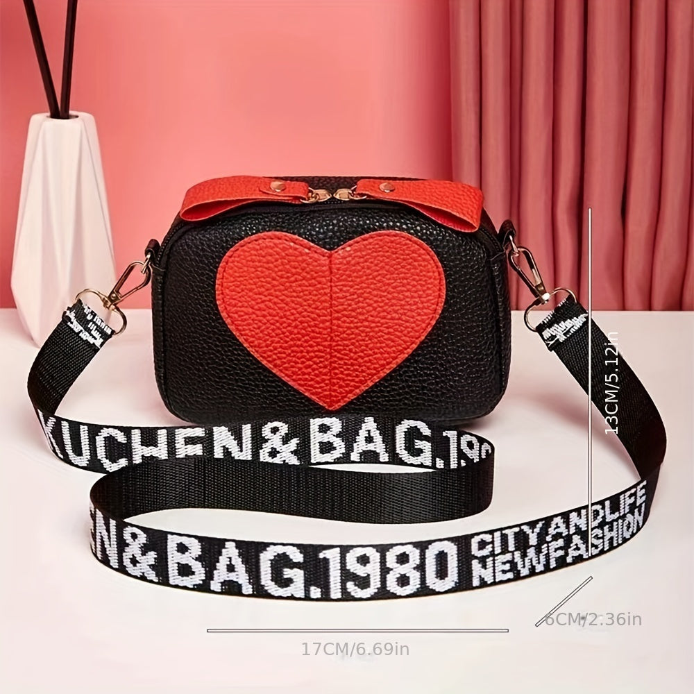 Mini Heart Pattern Crossbody Bag, Fashion Shoulder Bag, Women's Trendy Handbag & Purse