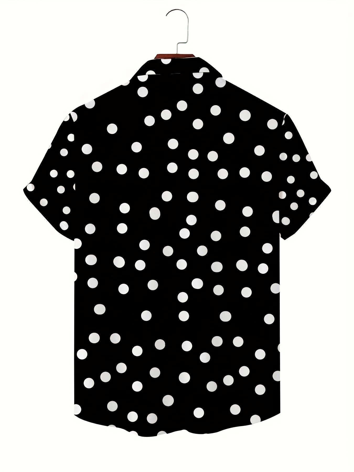 Men's Polk Dot 3D Print Fashion Short Sleeve V-neck Button Down Shirts, Men's Summer Clothes, Casual Graphic Tops, Men's Novelty Pajamas Tops