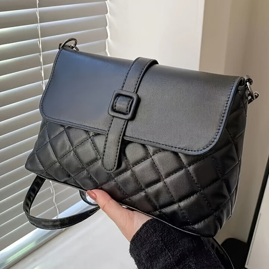 Fashion Quilted Crossbody Bag, Trendy Flap Shoulder Bag, Women's Casual Handbag & Purse