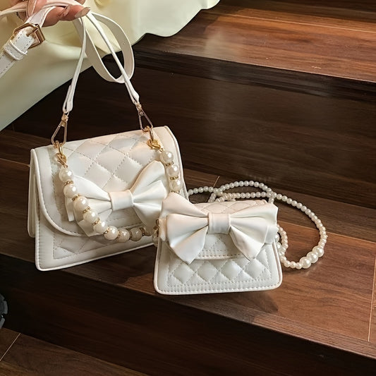 Mini Bowknot Decor Crossbody Bag, Sweet Shoulder Bag, Women's Elegant Handbag & Purse