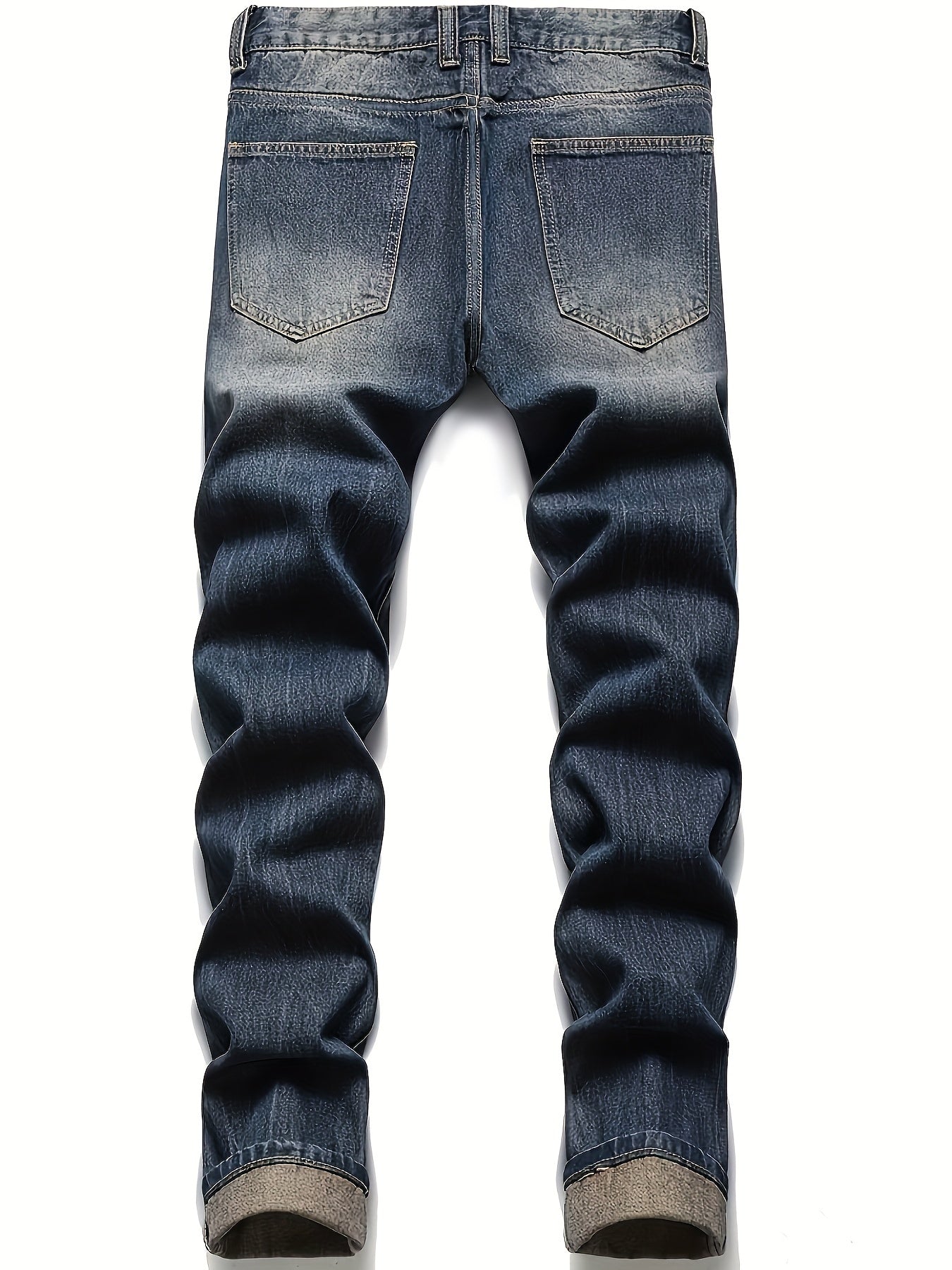 Men's Casual Embroidery Jeans, Chic Street Style Distressed Denim Pants