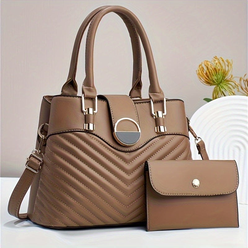 2pcs/set Fashion Top Handle Satchel, Elegant Crossbody Bag, Women's Casual Handbag, Shoulder Bag & Purse