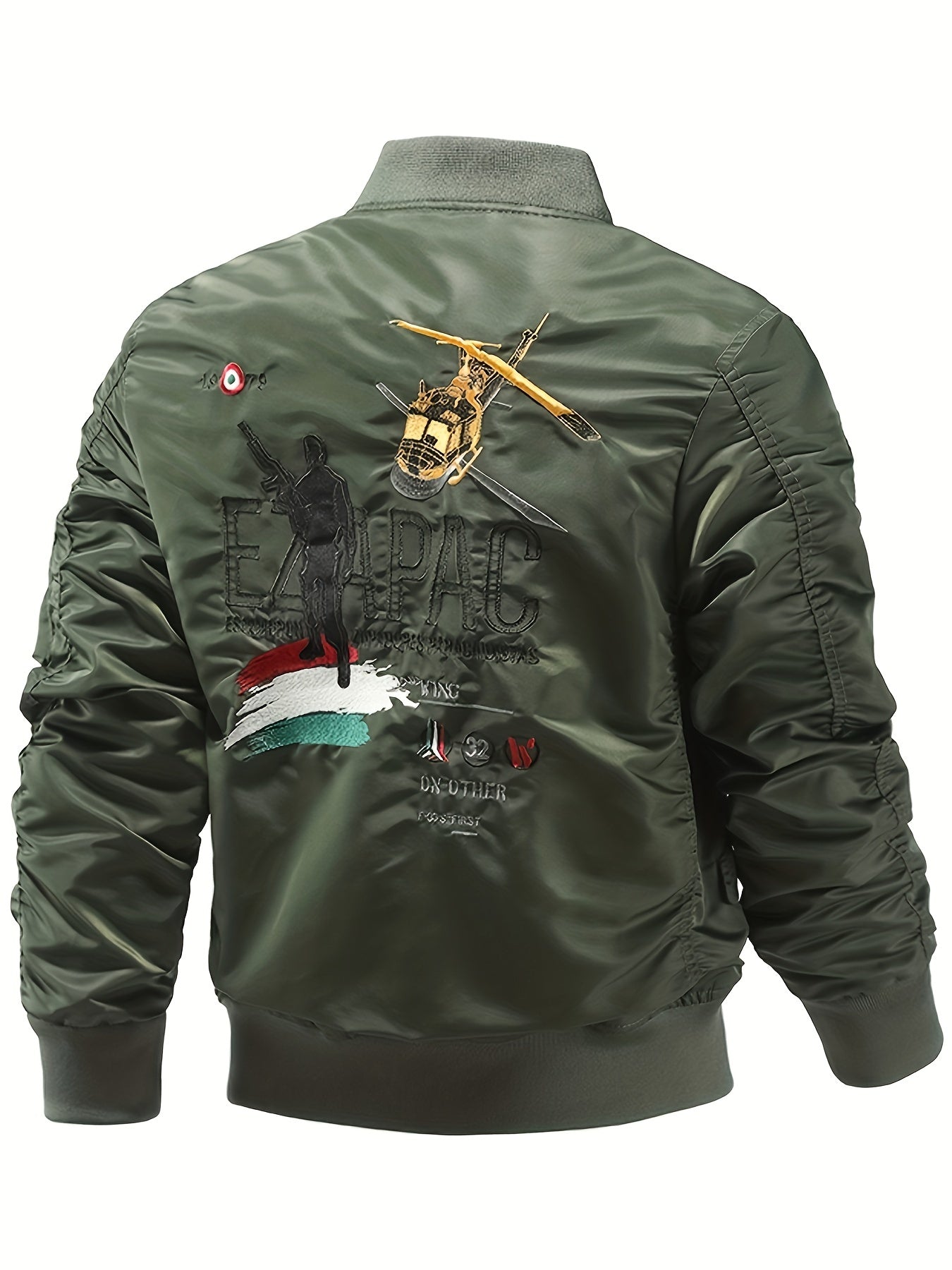 Men's Windproof and Waterproof Soft-Shell Jacket with Active Airplane Embroidery - Slim Fit Outdoor Jacket