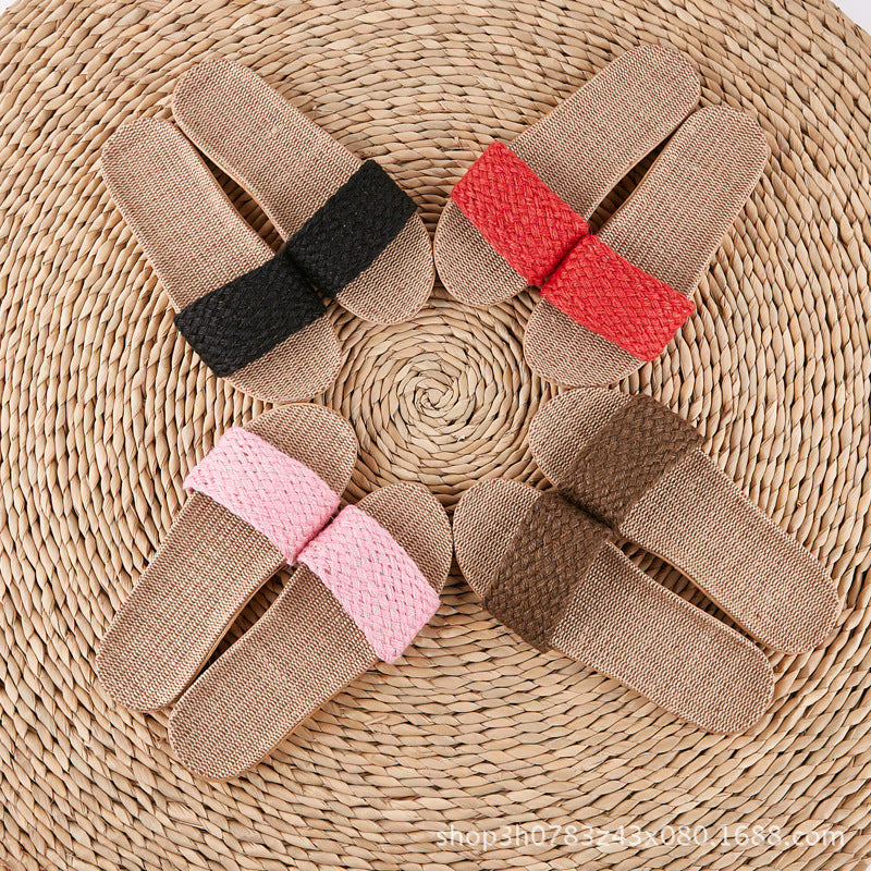 Linen slippers home interior female men cross summer couple net red soft fashion Japanese sandals wholesale