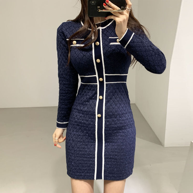 Slim and foreign style knitted dress