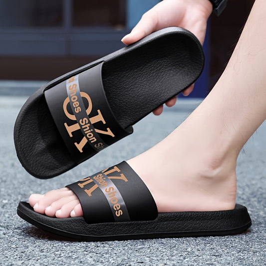 Ciabatte Estive Da Uomo Alla Moda Con Stampa Dell'alfabeto, Pantofole A Punta Aperta Antiscivolo Ad Asciugatura Rapida Per Passeggiate E Docce All'aperto